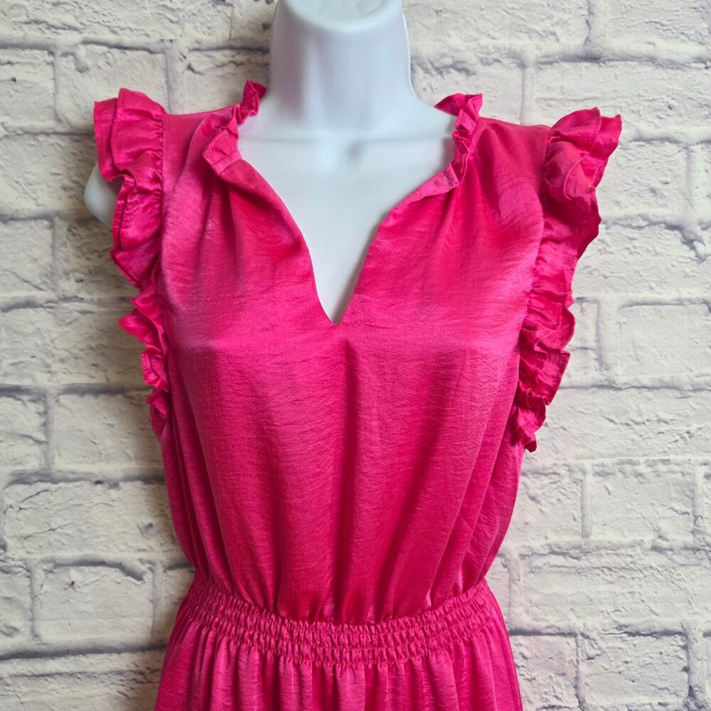 Steve Madden XS Pink Prairie Dreams Flutter Sleeve Mini Dress - Picture 3 of 11